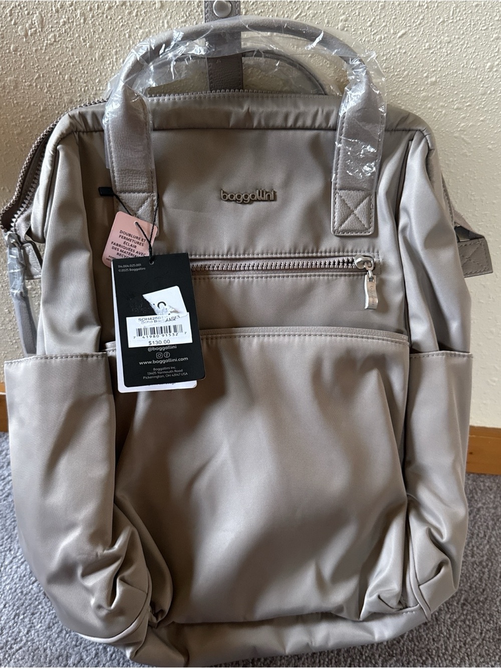 Baggallini Taupe Nylon Travel Backpack
